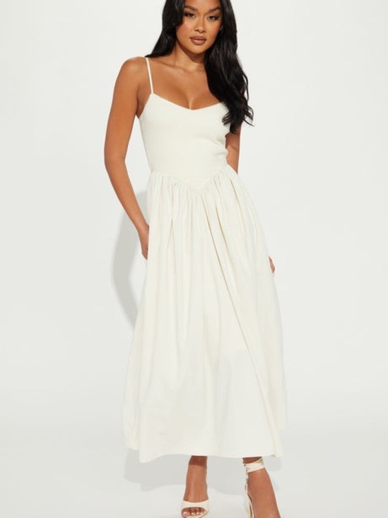 Fashion Nova Dresses & Skirts - Fashion Nova Classic Midi Dress in Cream | Smalll
